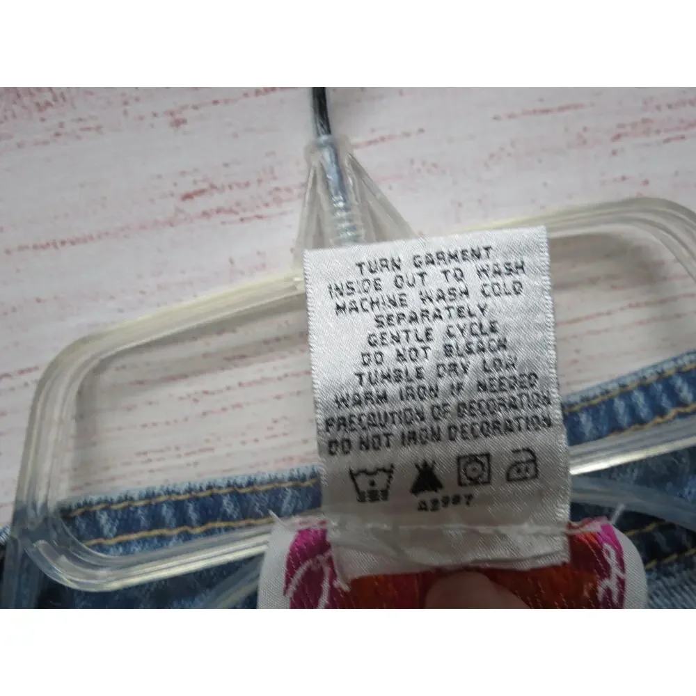 Quacker Factory Plus Size 2X Denim Jacket with Rhinestones Zip Up Jean Jacket